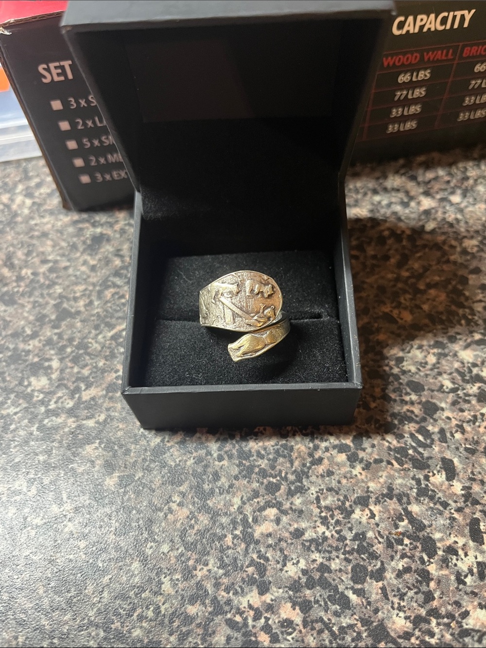 Vintage Silver plated 3 lil bears spoon ring